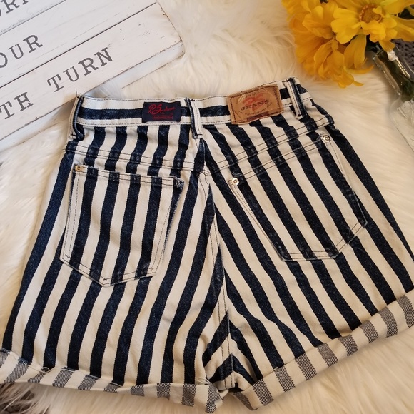 Vintage Nautical Train Stripe High Waist Short - Picture 3 of 7